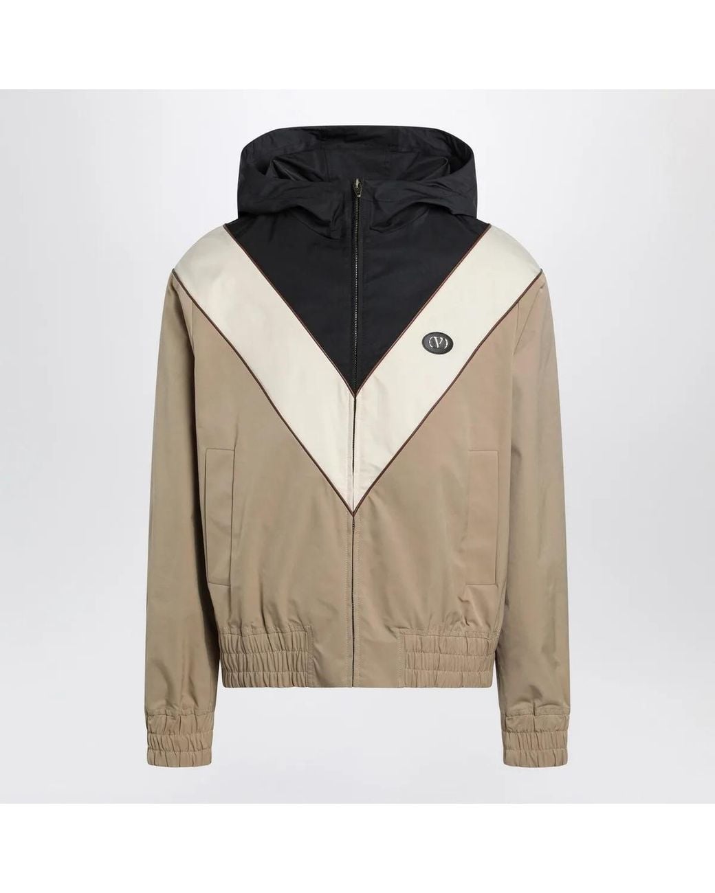 Valentino Gray Butter And Camel Jacket With Vlogo Patch for men