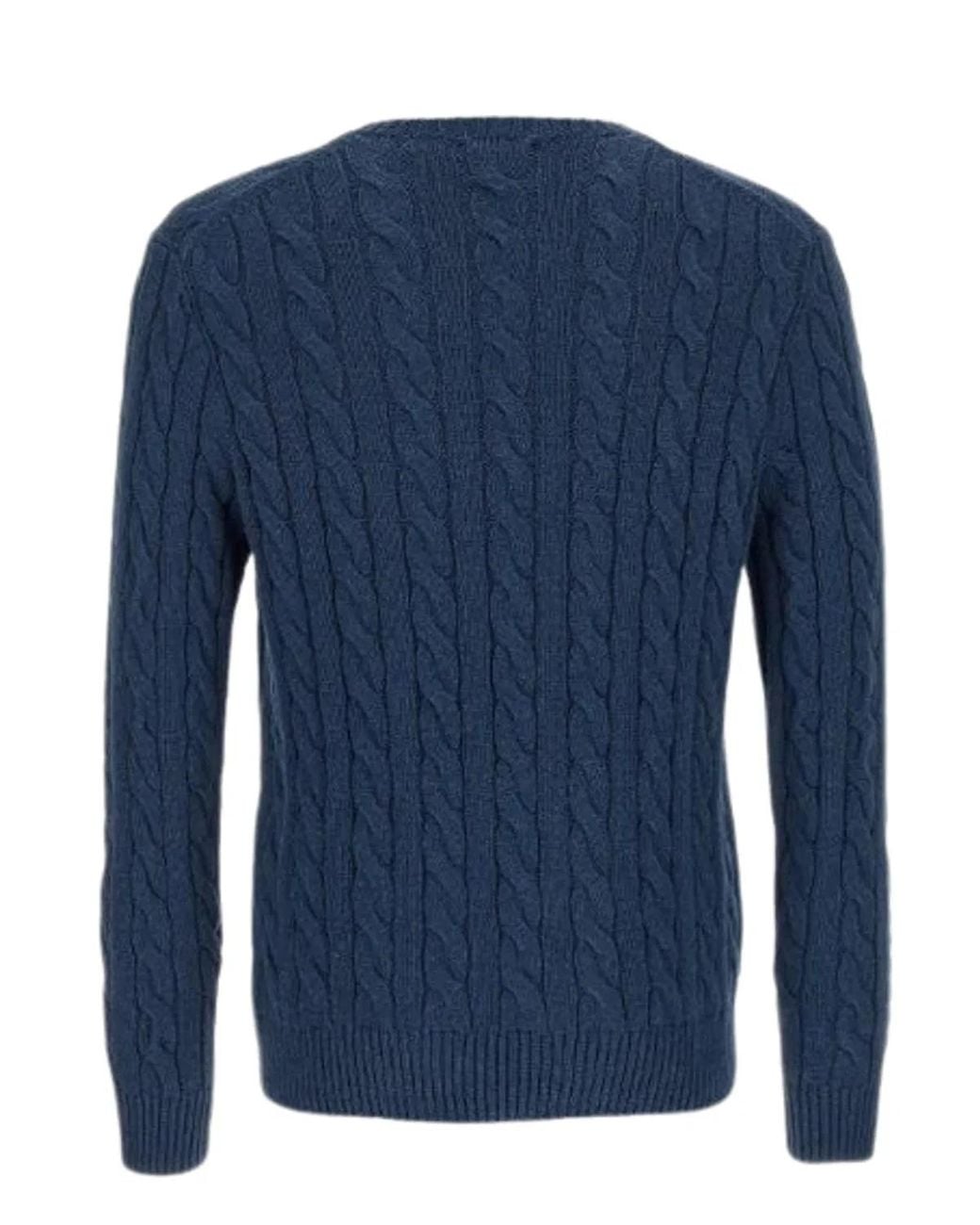 Polo Ralph Lauren Blue Cable Knit Crewneck Sweater for men