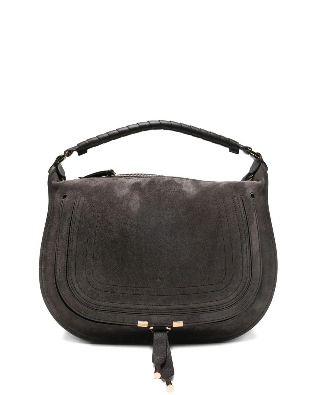 Chloé Black Marcie Suede Leather Hobo Bag