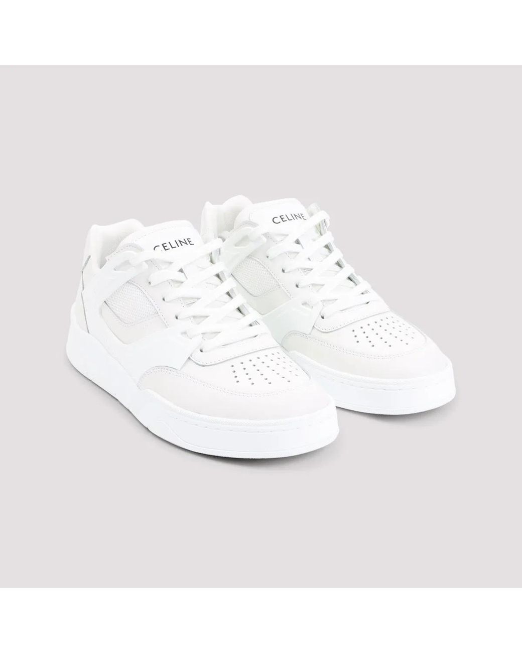 Céline White Ct-09 Leather, Rubber And Mesh Sneakers for men
