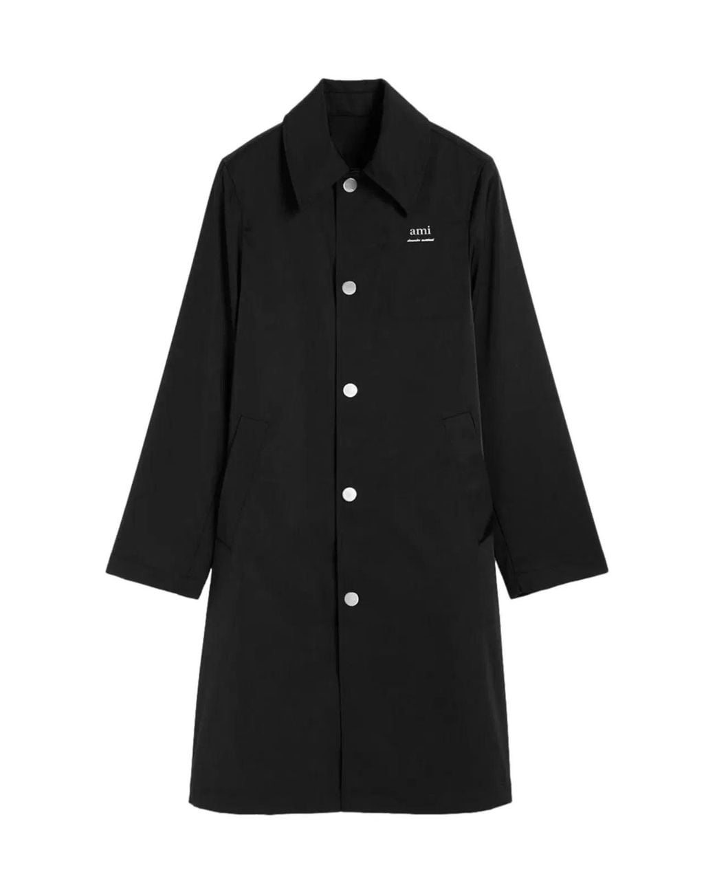AMI Black Technical Twill Logo Raincoat for men