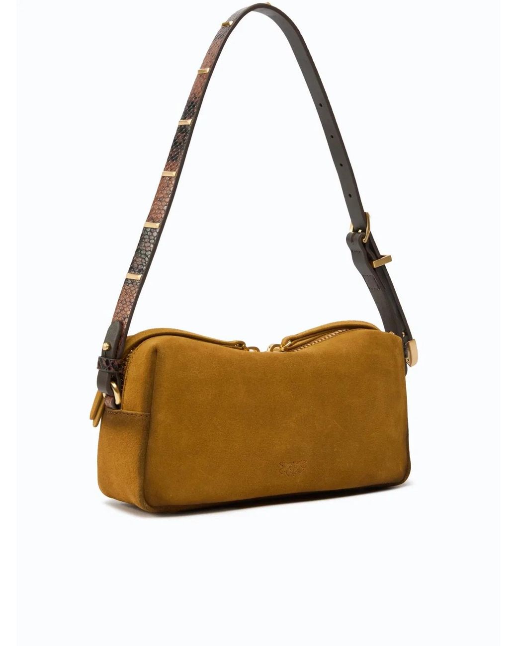 Pinko Metallic Trittico Mini Suede Bag