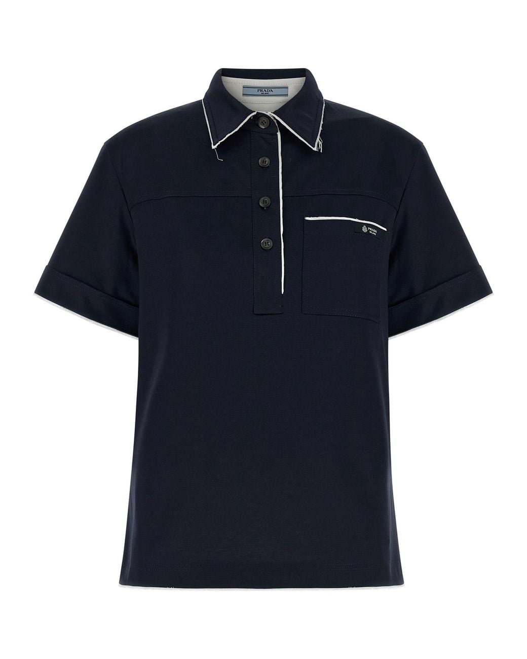 Prada Blue Double-Layer Polo Shirt