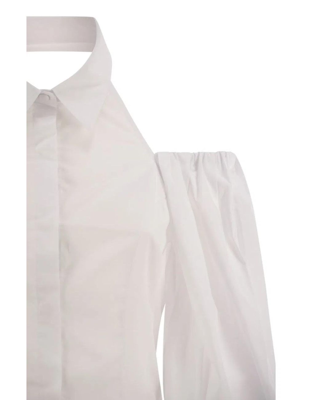 MVP WARDROBE White Cotton Shirt With Balloon Sleeves