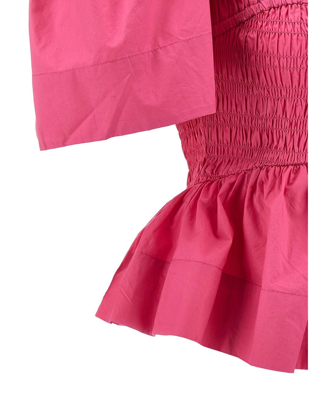 Ganni Pink Smock Stitch Top