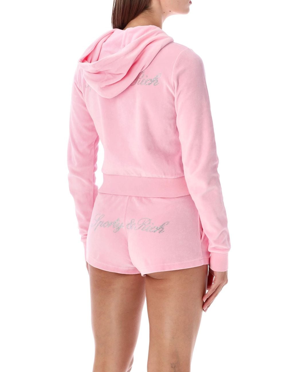Sporty & Rich Pink Cropped Zip-Up Hoodie