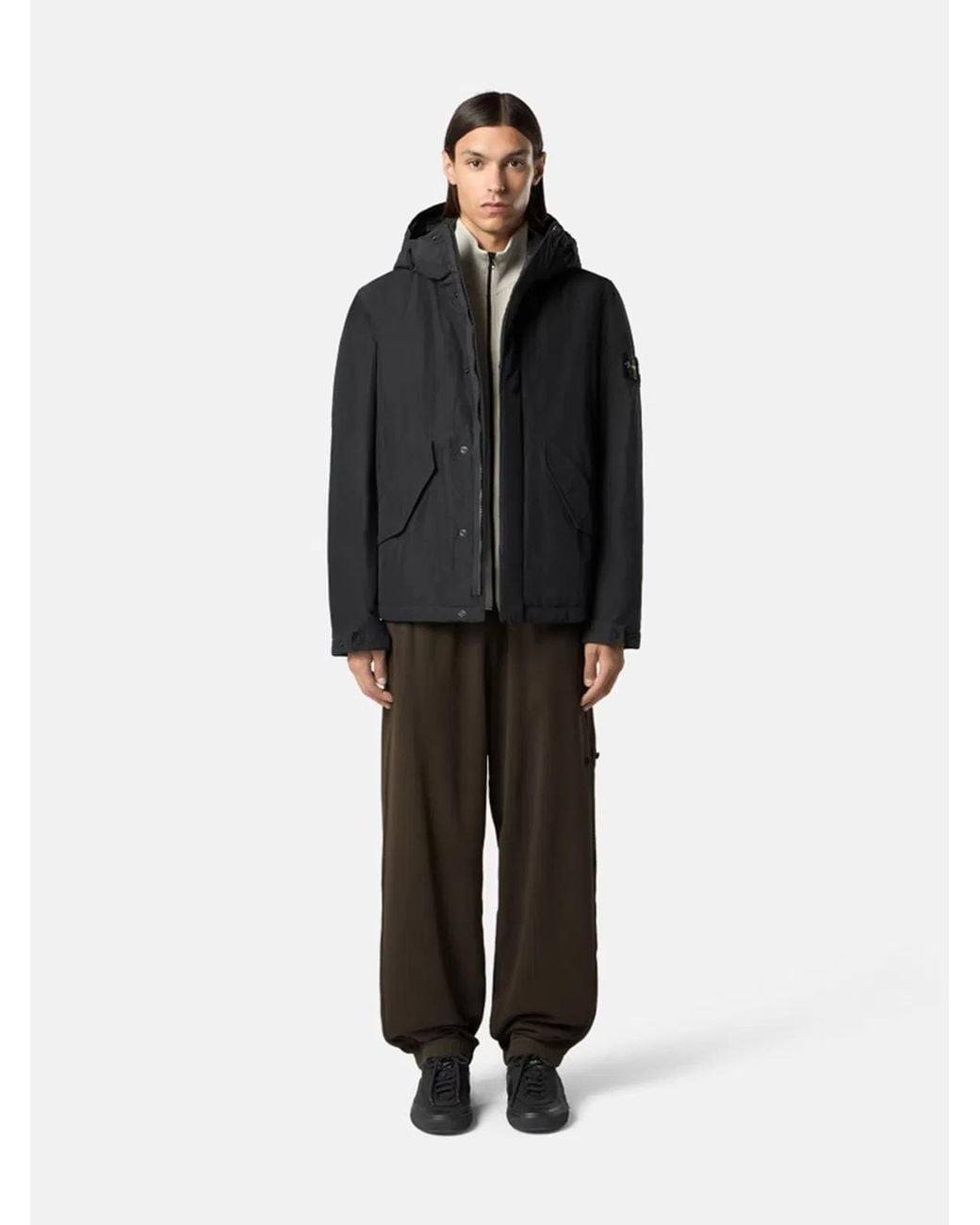 Stone Island Black Micro Reps Hooded Down Jacket for men