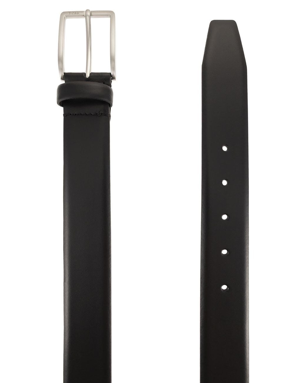 Boss Gray Leather Belt With Pin Buckle for men
