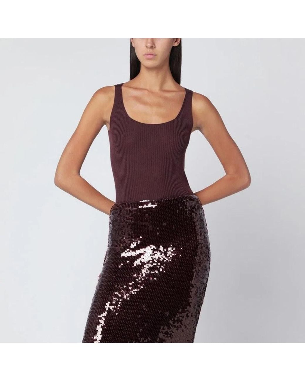 Roberto Collina Purple Eggplant-Coloured Wool Tank Top