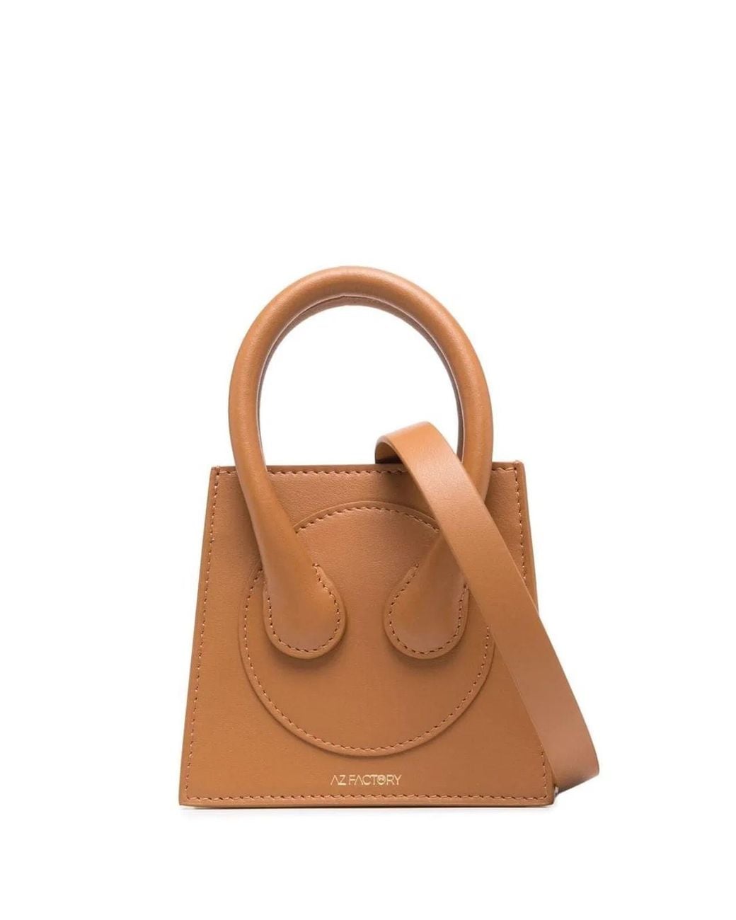 AZ FACTORY Brown Leather Micro Crossbody Bag