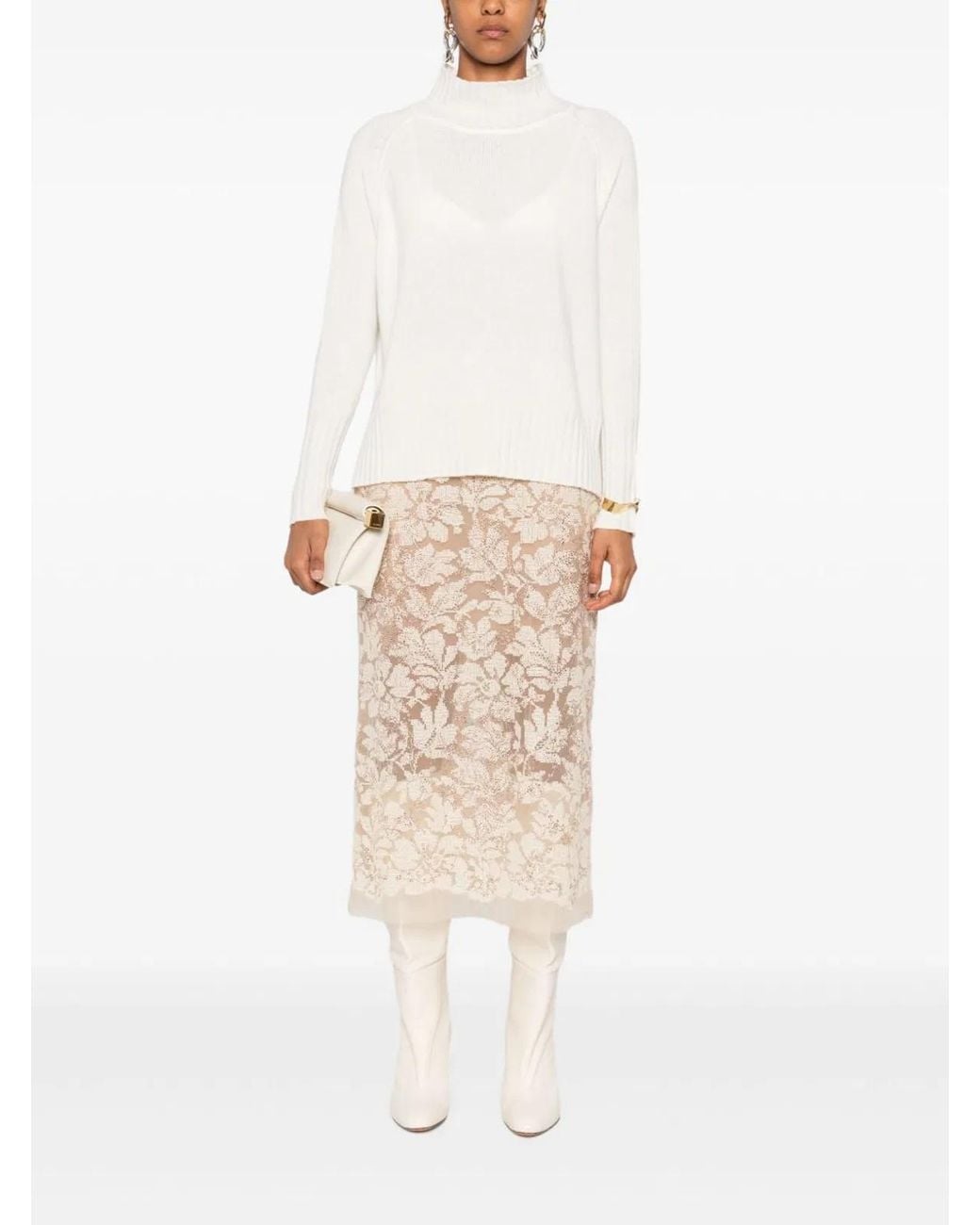 Be You White Cashmere Turtle-Neck Sweater