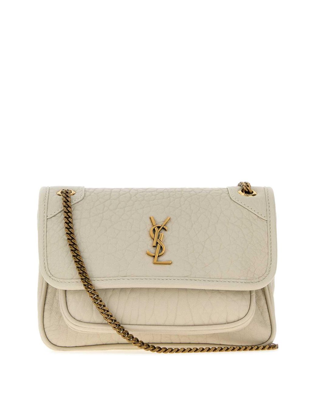 Saint Laurent Natural Mini Niki Chalk Leather Crossbody Handbag