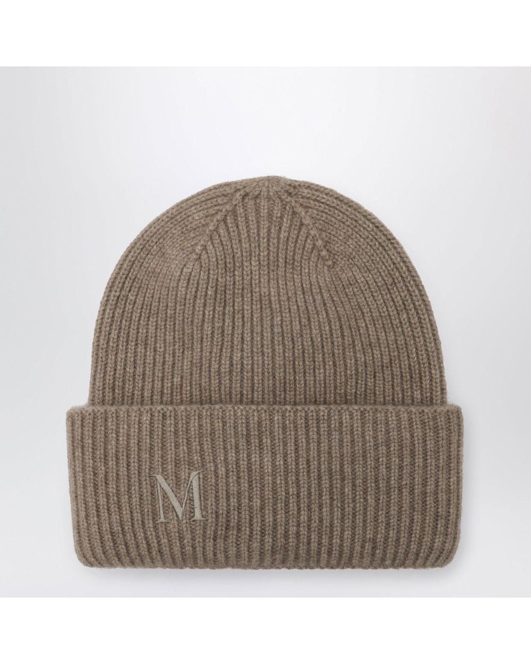 Max Mara Brown Mmretina Initial Ribbed Beanie