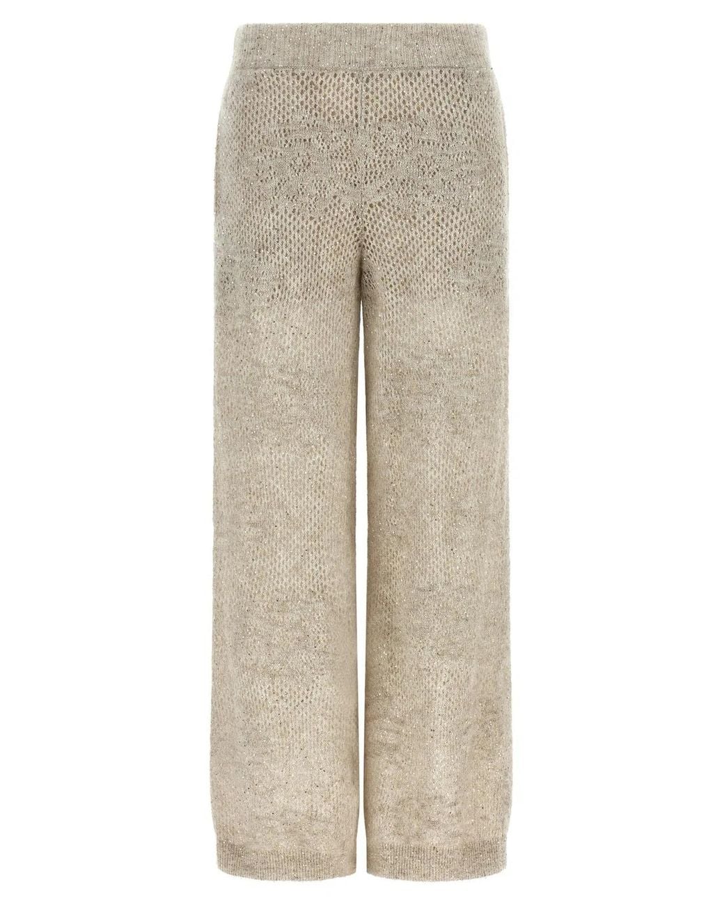 Brunello Cucinelli Natural 'Dazzling Abstact Leaf' Pants