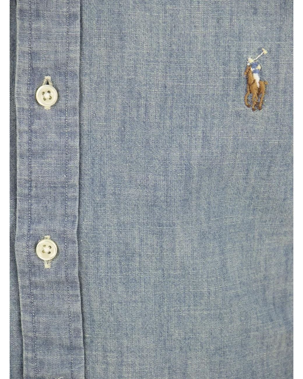 Polo Ralph Lauren Blue Slim-Fit Chambray Shirt for men