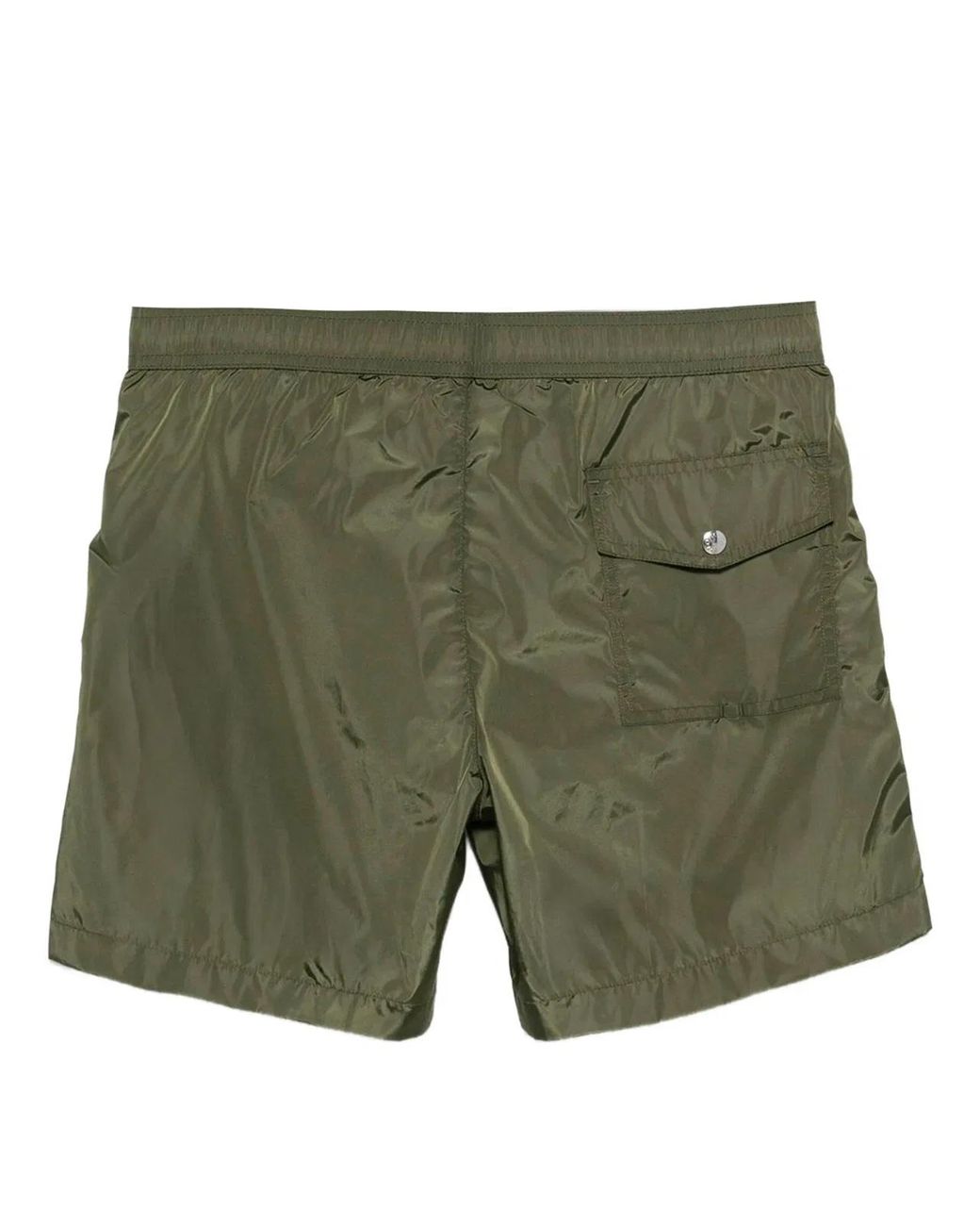 Moncler Green Logo-Patch Drawstring-Waist Swim Shorts for men