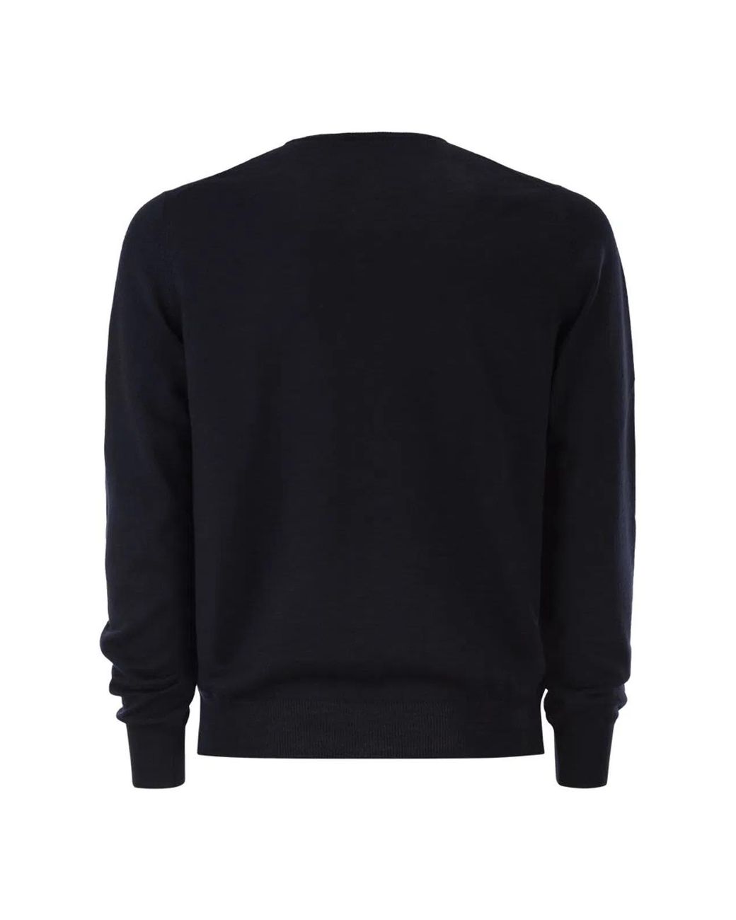 Kiton Blue Long-Sleeved Wool Crew Neck Jumper for men