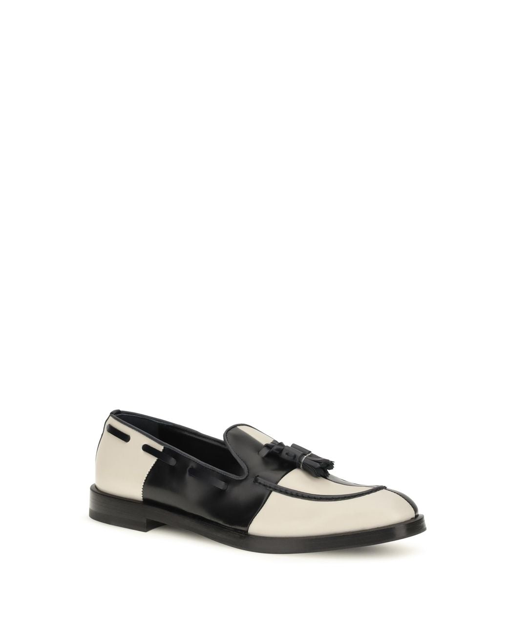 Fratelli Rossetti White Brera Damier Bicolor Leather Loafers
