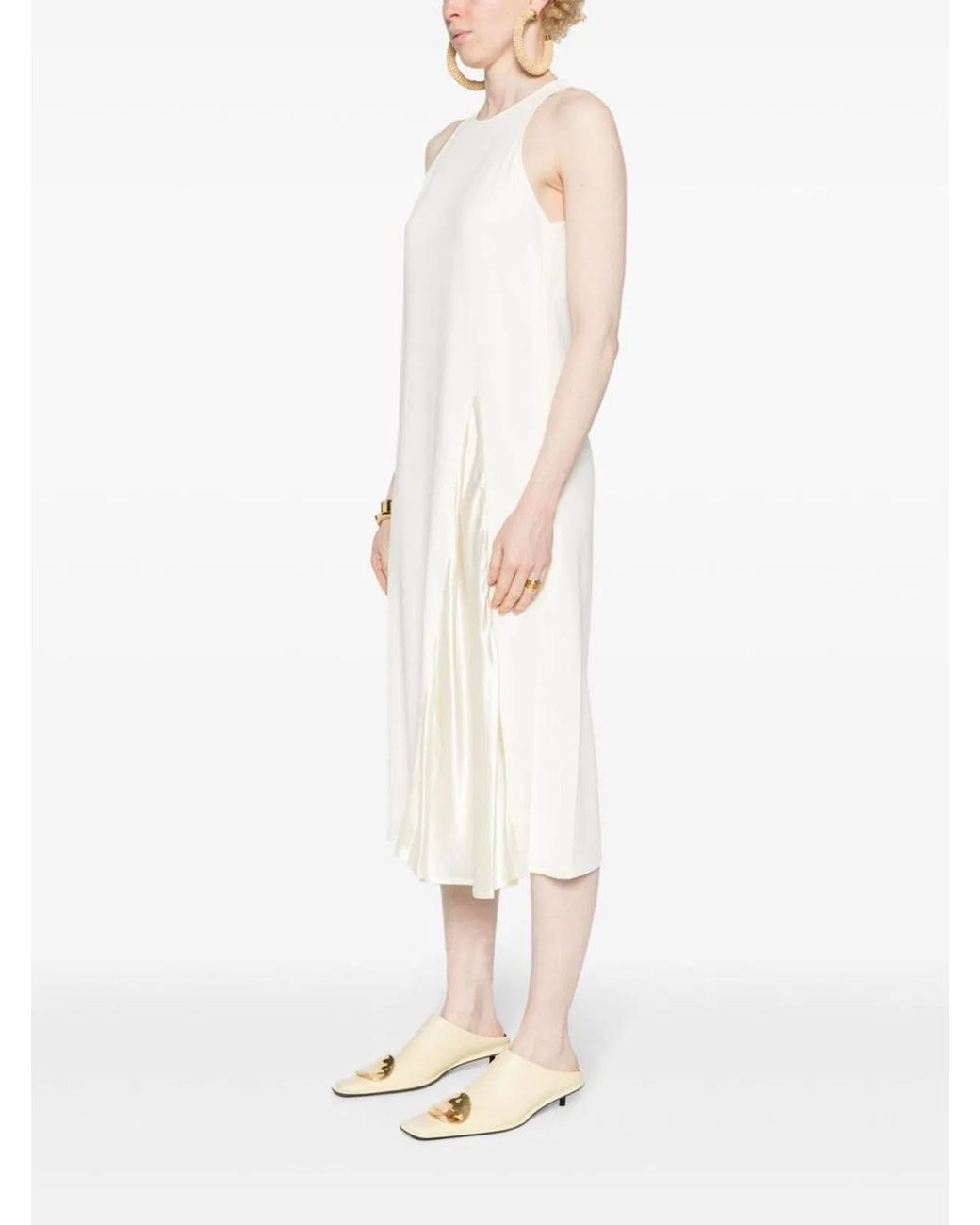 Erika Cavallini Semi Couture White Sleeveless Midi Dress