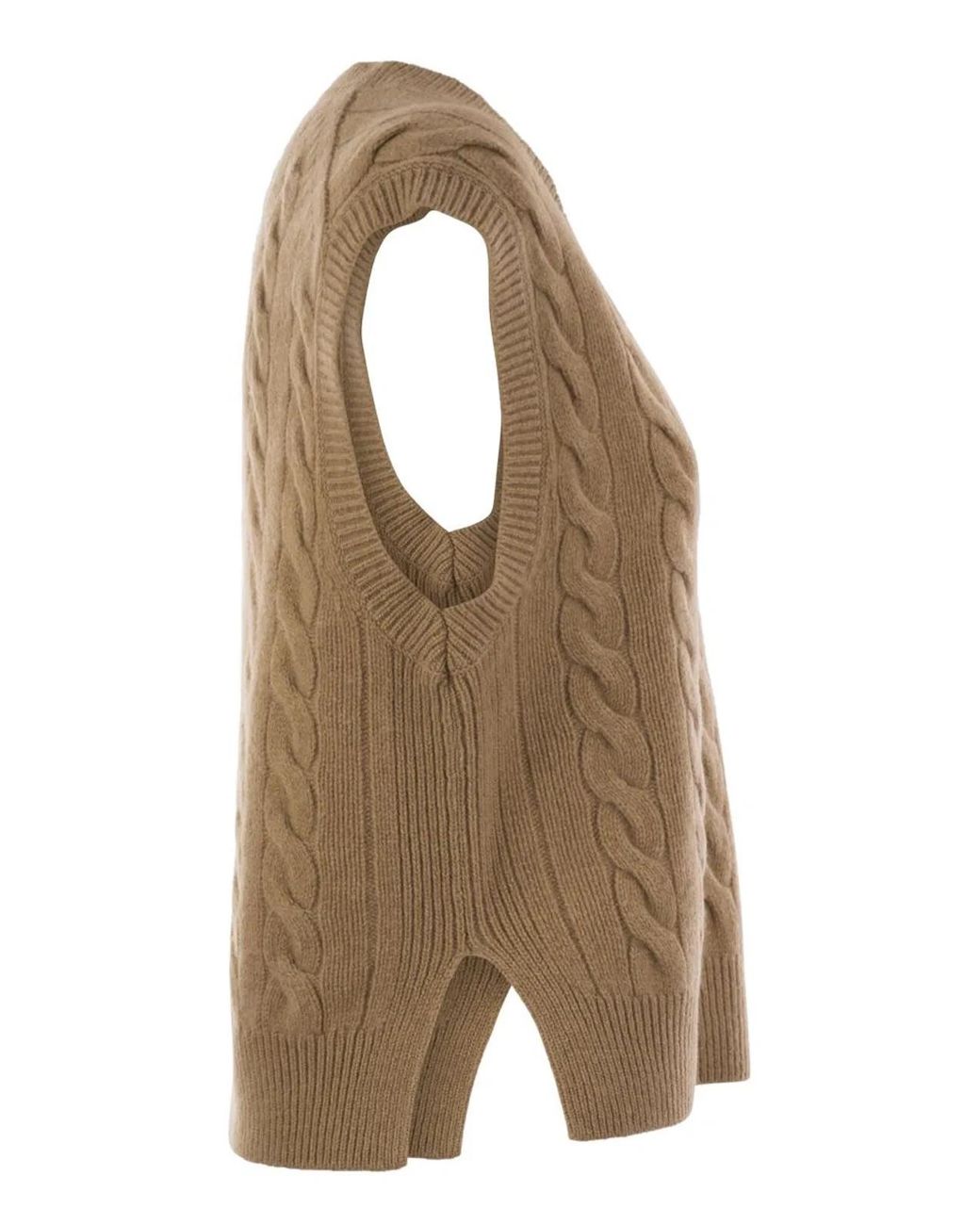 Polo Ralph Lauren Brown Wool And Cashmere Cable-Knit Vest