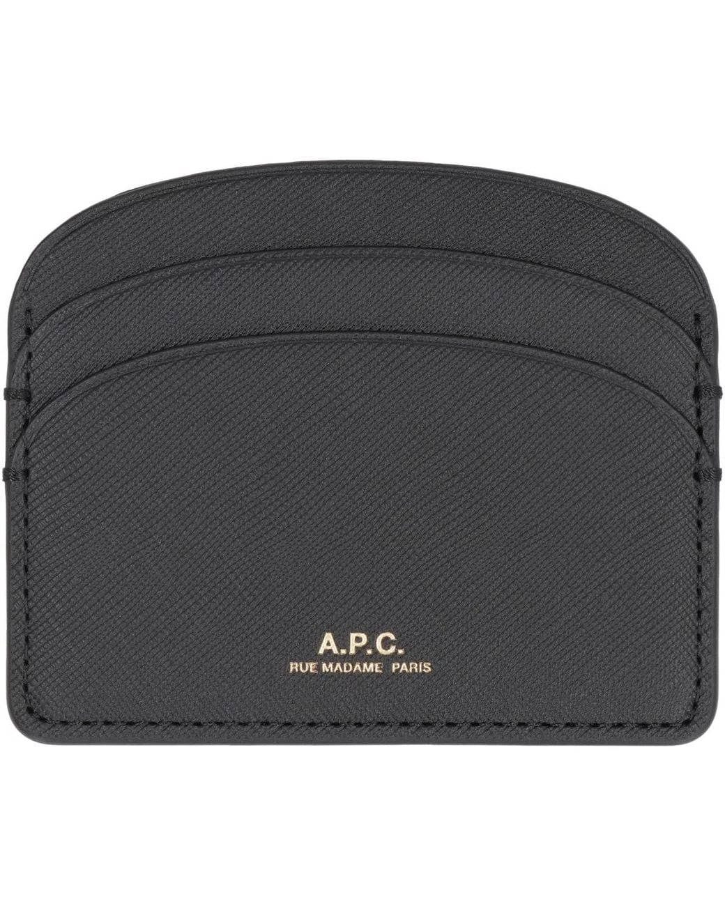 A.P.C. Black Leather Demi-Lune Card Holder