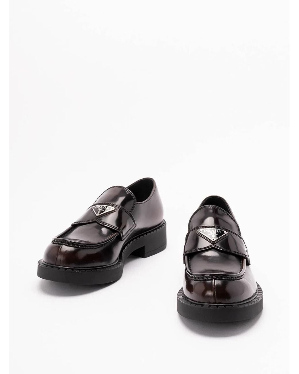 Prada Black 'Chocolate' Brushed Leather Loafers for men