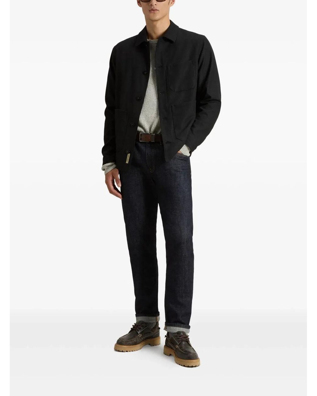 Woolrich Black Wool Blend Flannel Shirt Jacket for men