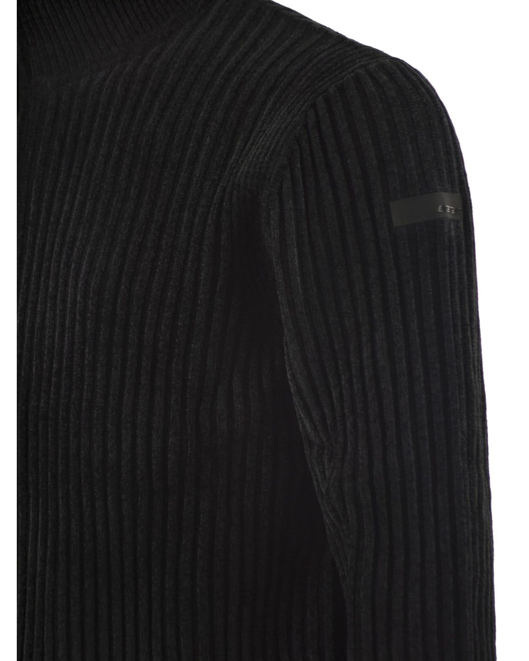 Rrd Black Ribbed Zip-Up Cardigan for men