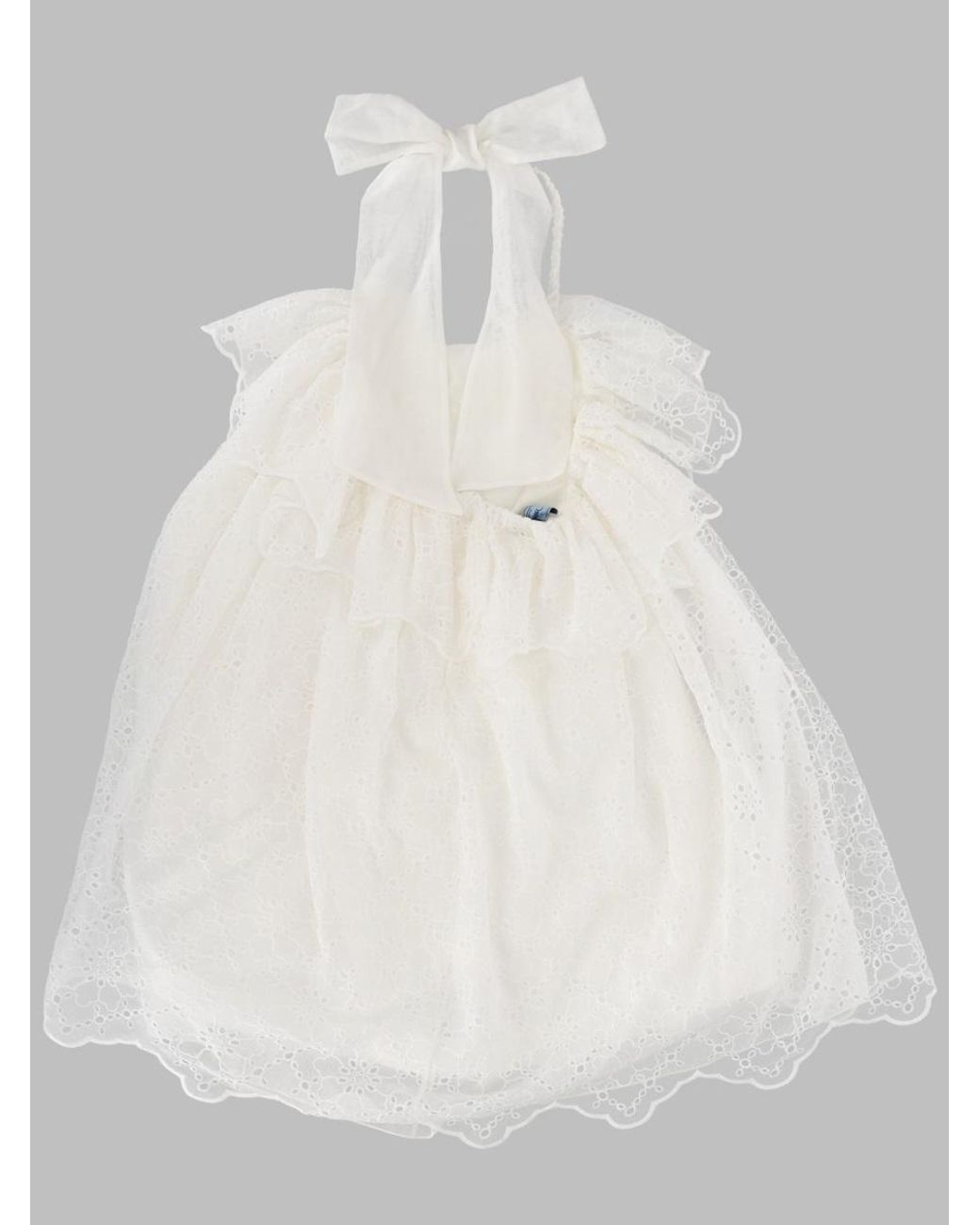 Mi.mi.sol. White Bow-Embellished Sangallo Dress