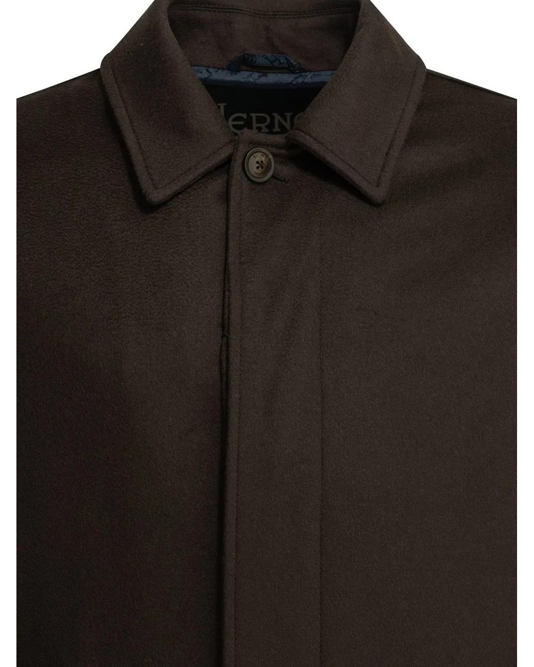 Herno Black Long Coat Made Of Pure Cashmere for men