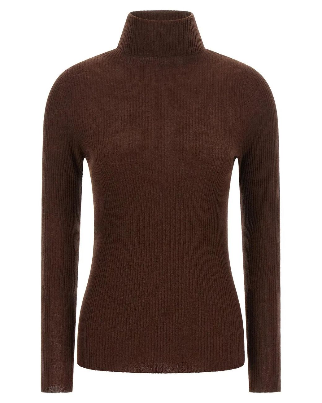 Fabiana Filippi Brown Ribbed Turtleneck Sweater
