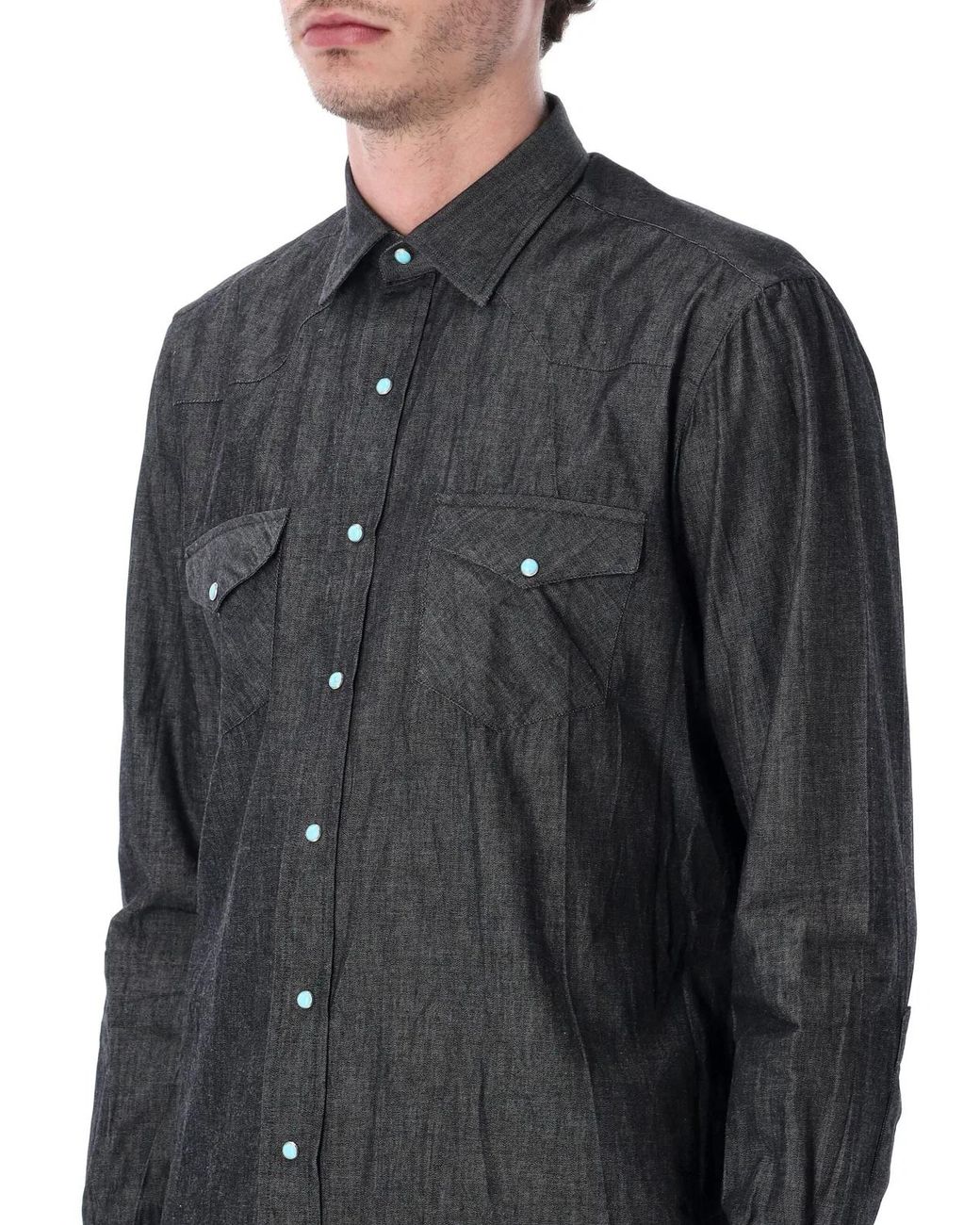 Salvatore Piccolo Black Wash Western Shirt for men