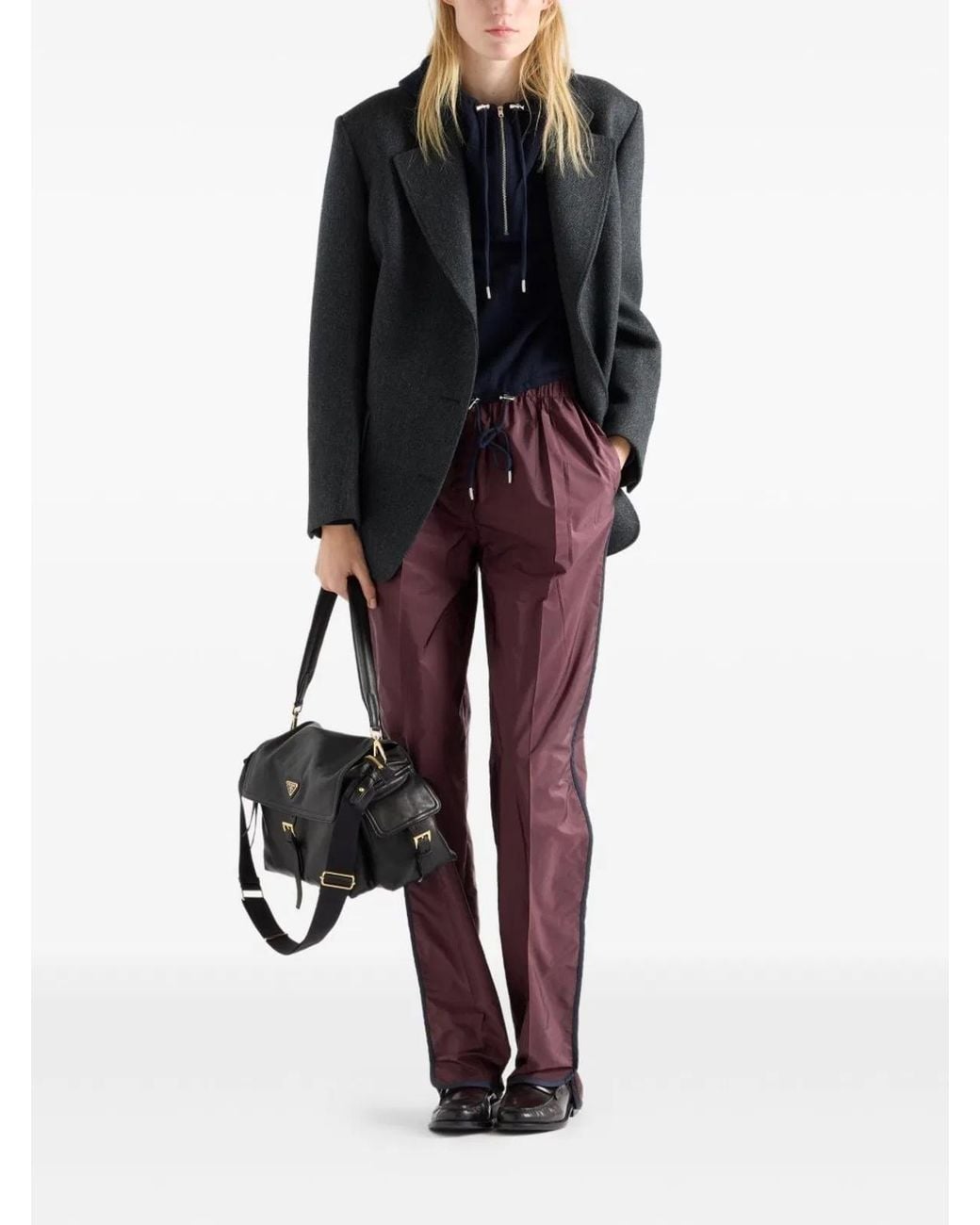 Prada Purple Bordeaux Recycled Polyamide Trousers