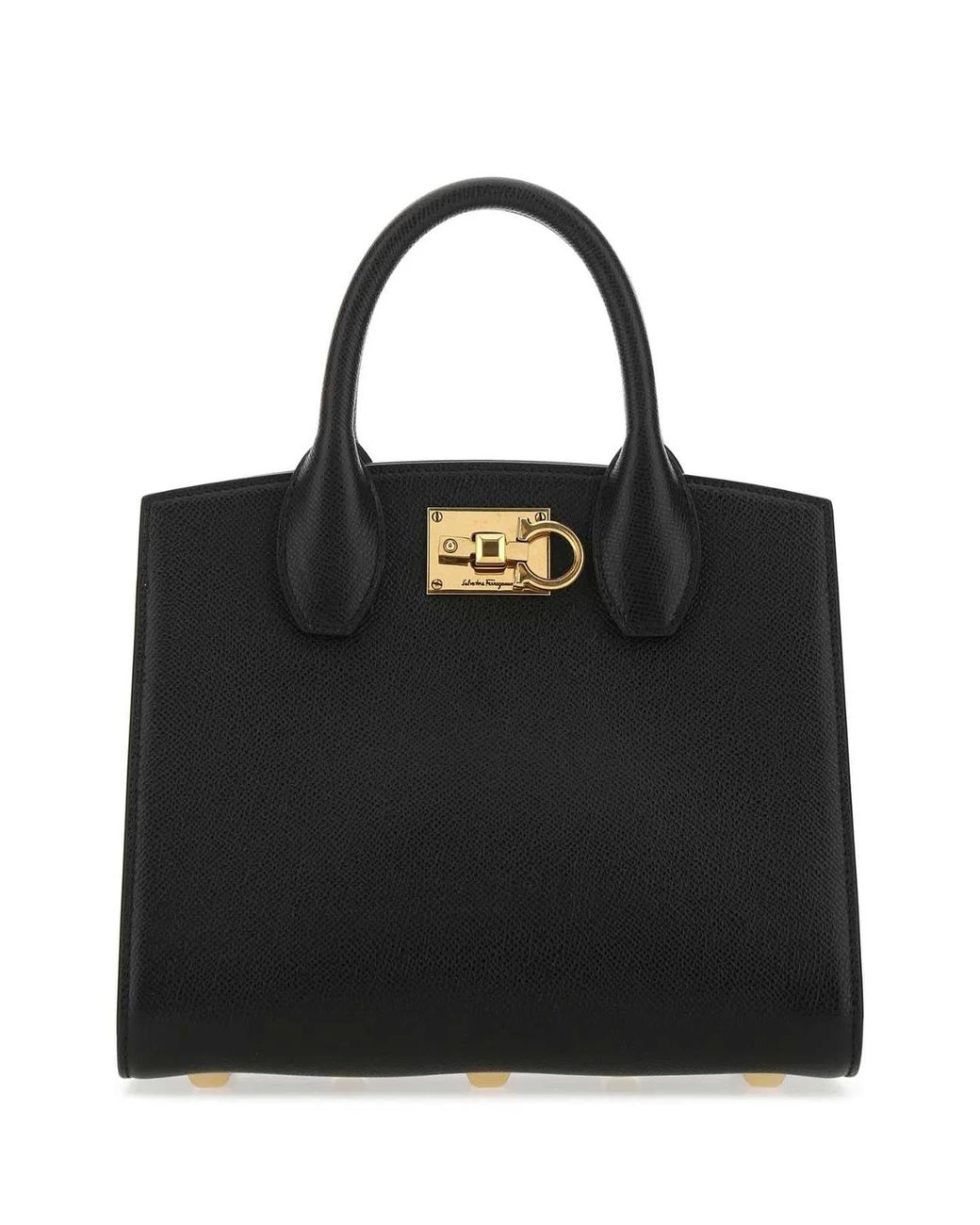 Ferragamo Black Salvatore Leather The Studio Handbag