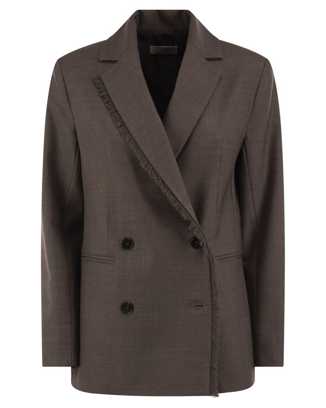 Antonelli Black Double-Breasted Blazer With Fringed Detail