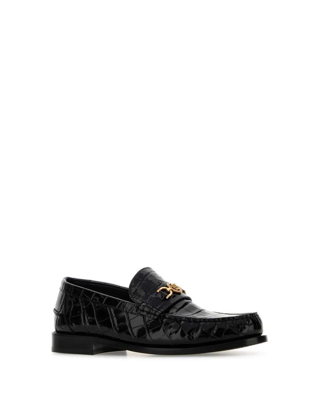 Versace Black Loafer Coin Crocco Print for men