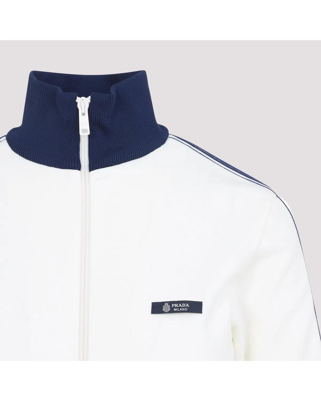Prada Blue And Zip-Up Logo Jacket