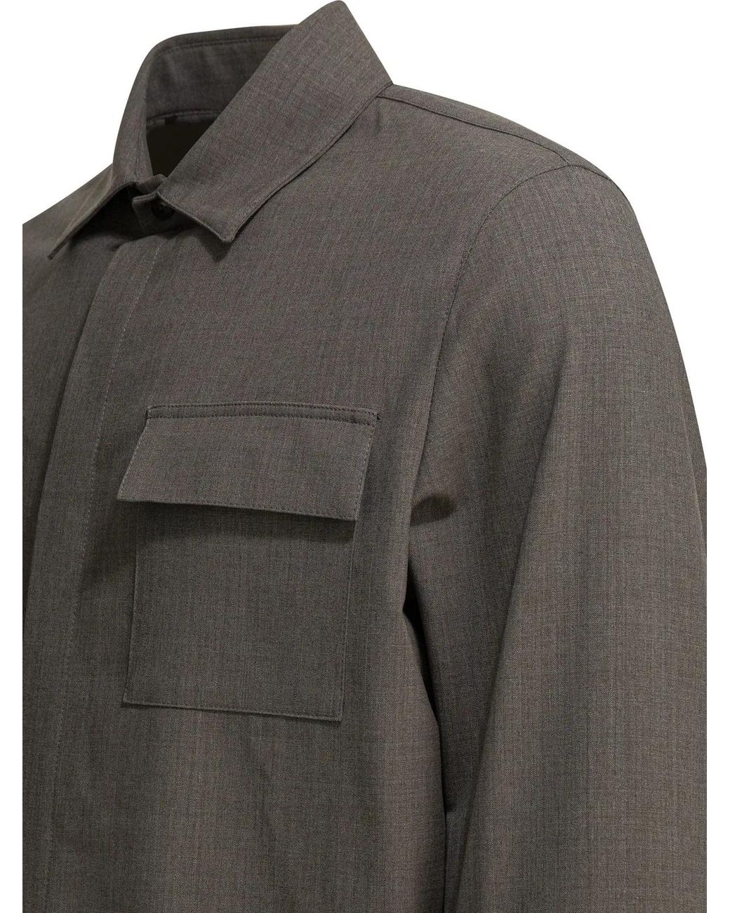 Herno Gray Virgin Wool Jacket for men