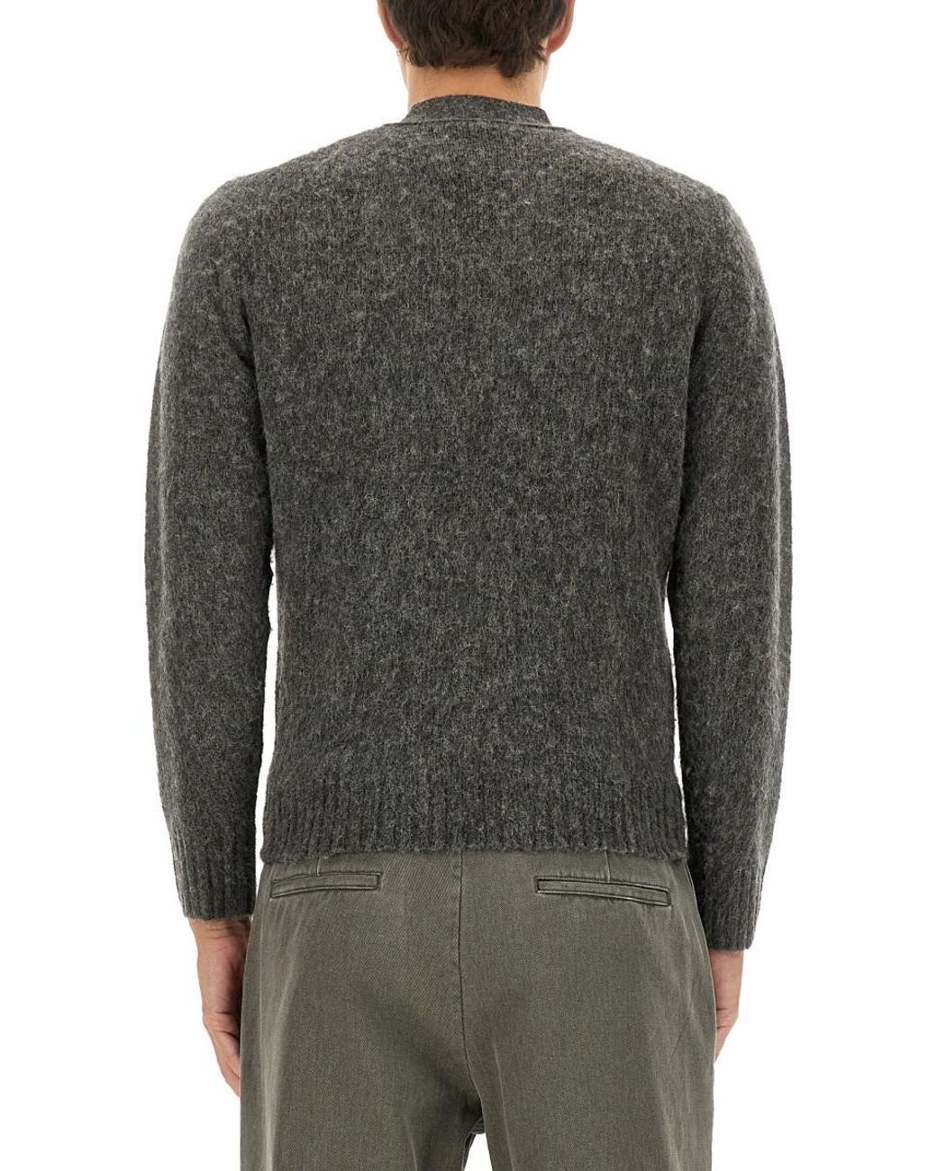 Aspesi Gray Textured Wool Cardigan for men
