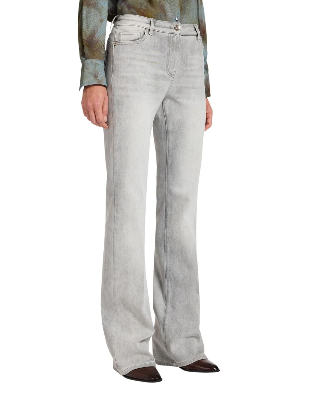Elena Miro Gray "Florence" Flared Jeans