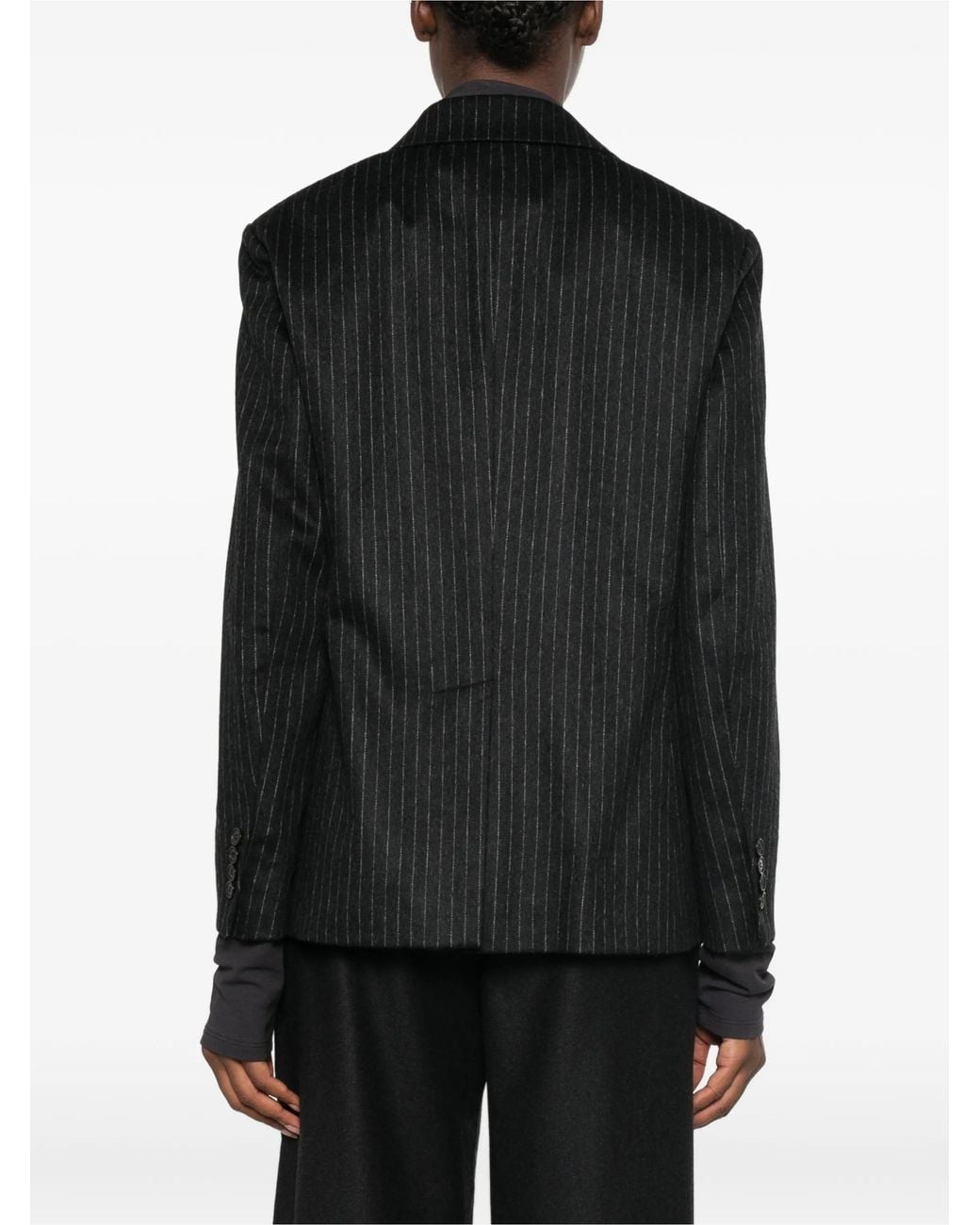 Barena Black Pinstripe-Pattern Notched-Lapels Jacket