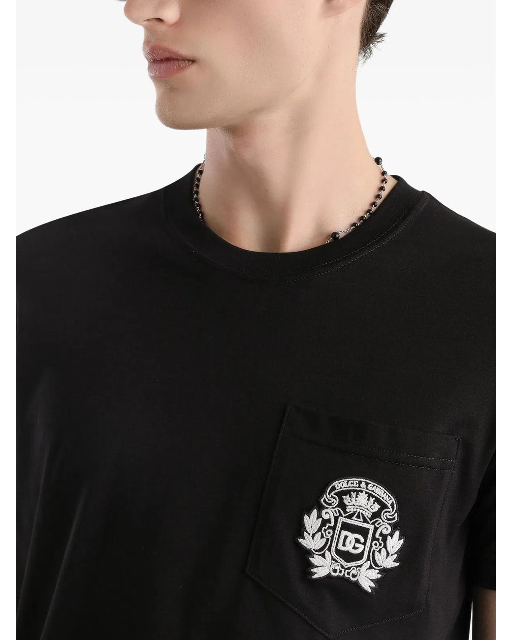 Dolce & Gabbana Black Dolce & Gabbana T-Shirt With Embroidery for men