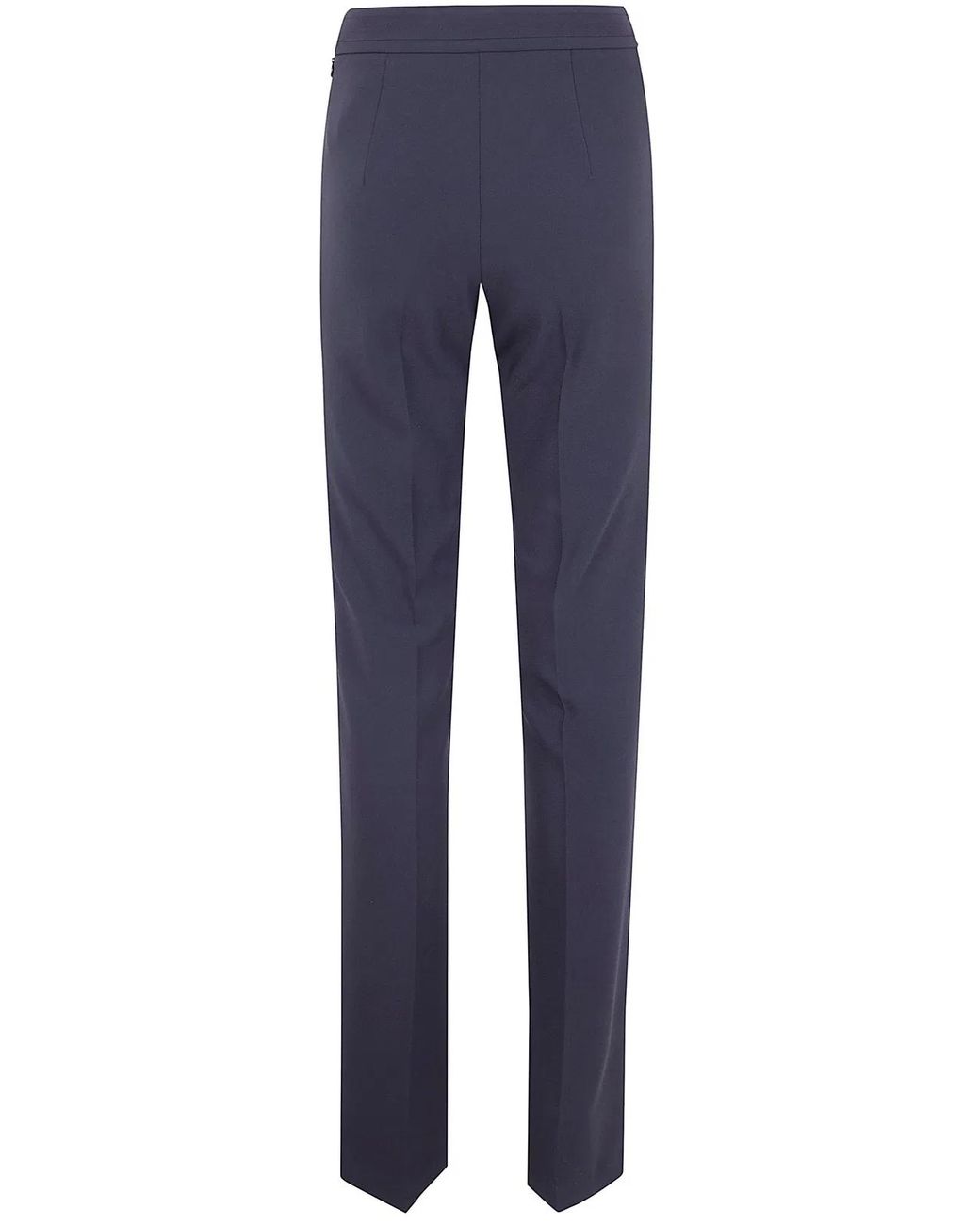 Elisabetta Franchi Black Double Stretch Crepe Trousers With Embroidered Logo