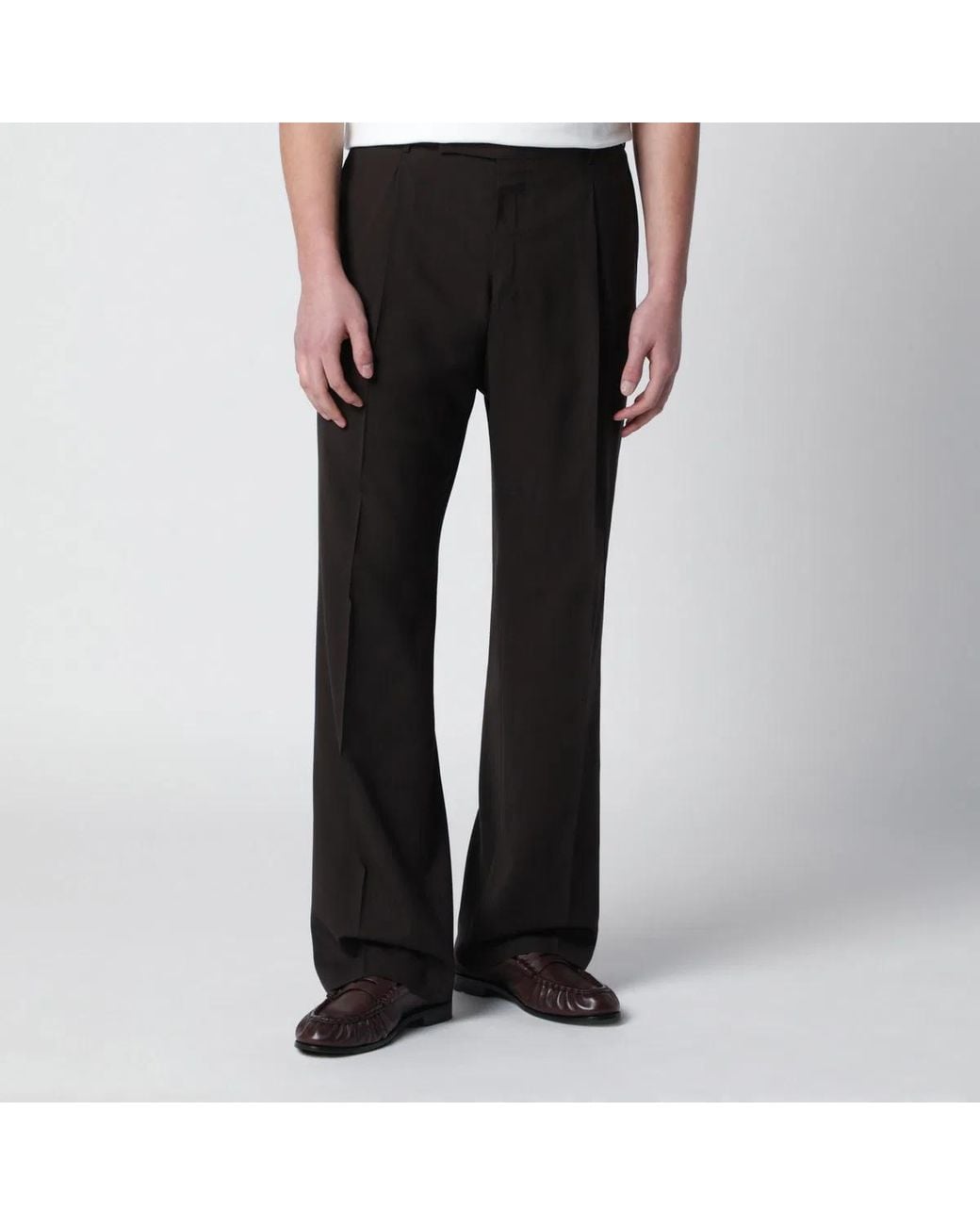 PT01 Black Wool Trousers for men