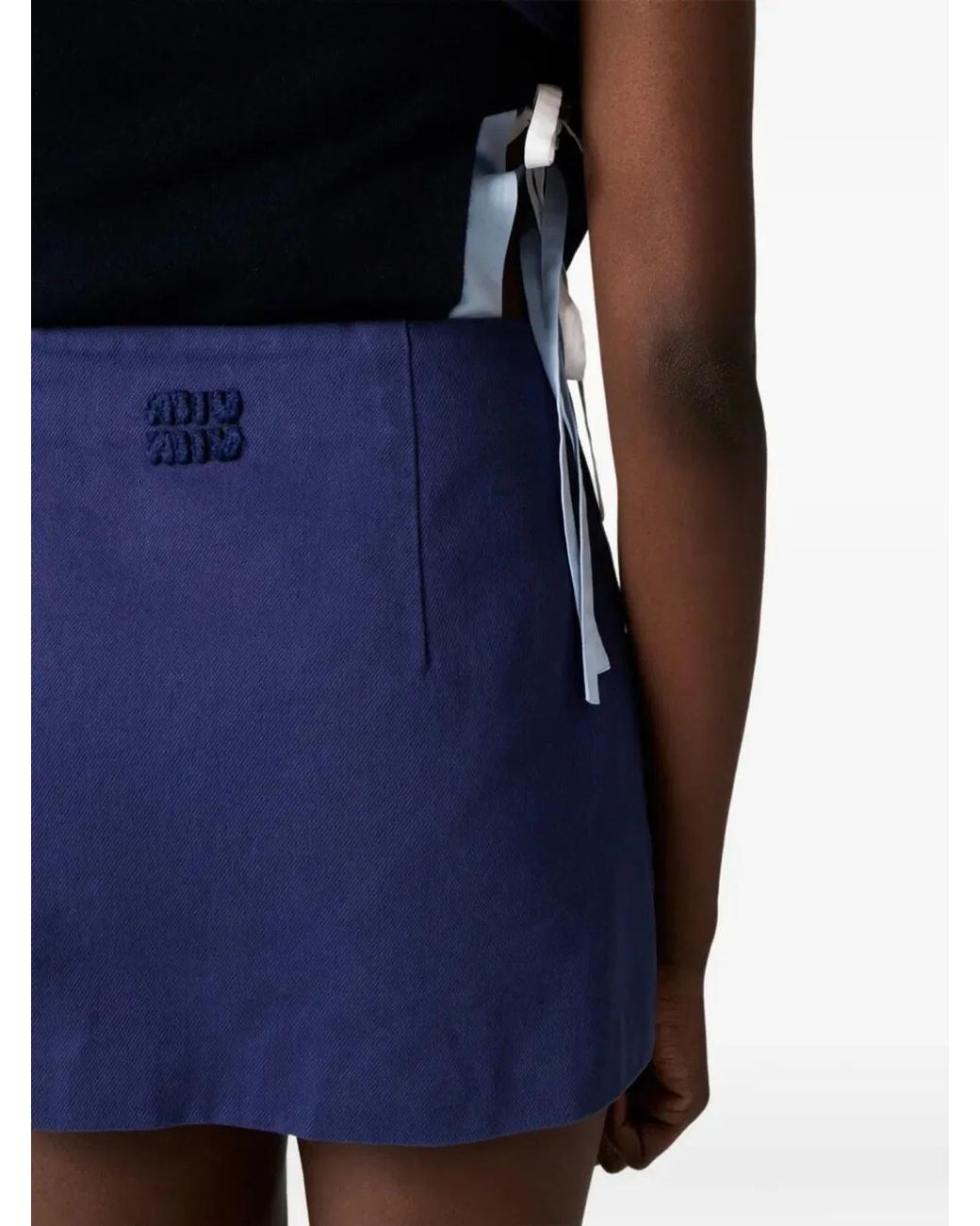 Miu Miu Blue Garment-Dyed Gabardine Mini Dress