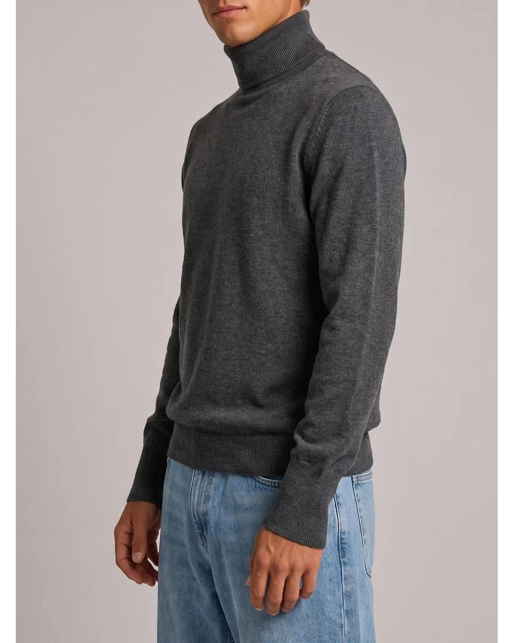 Ballantyne Gray Derby Cashmere Turtleneck for men