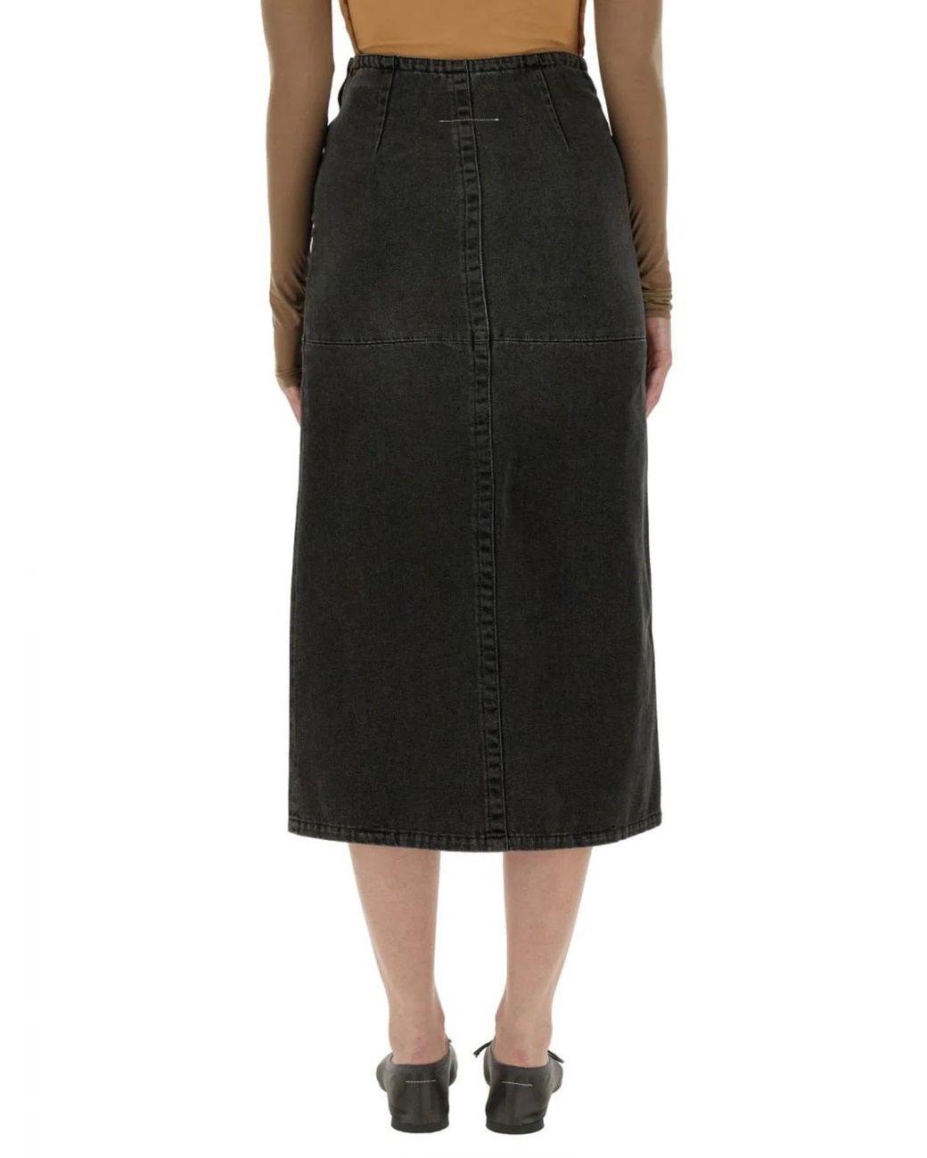 MM6 by Maison Margiela Black Long Denim Skirt