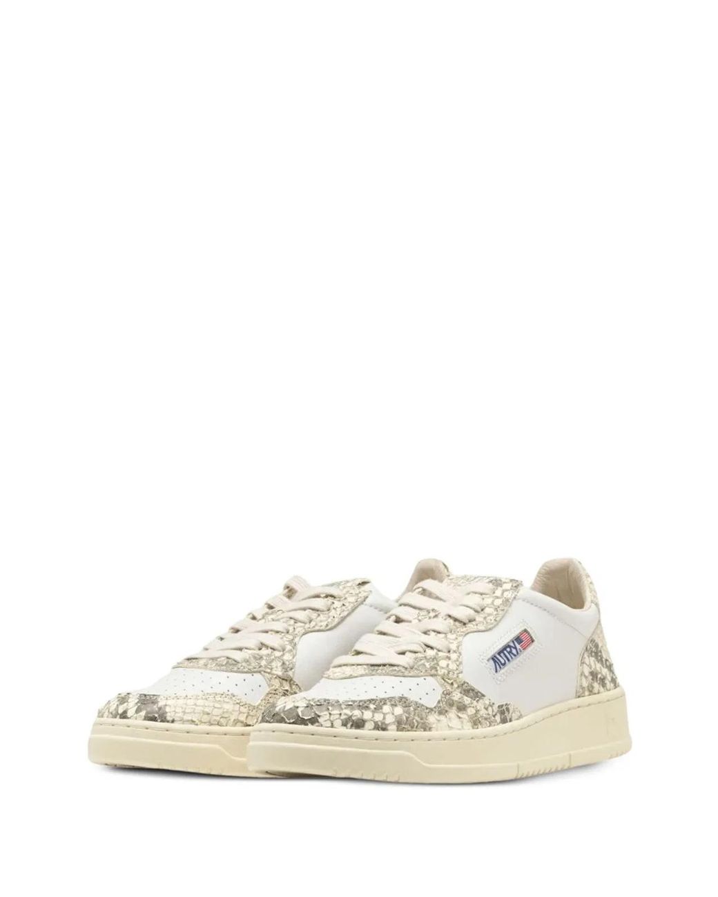 Autry White Leather Perforated Flat Shoes