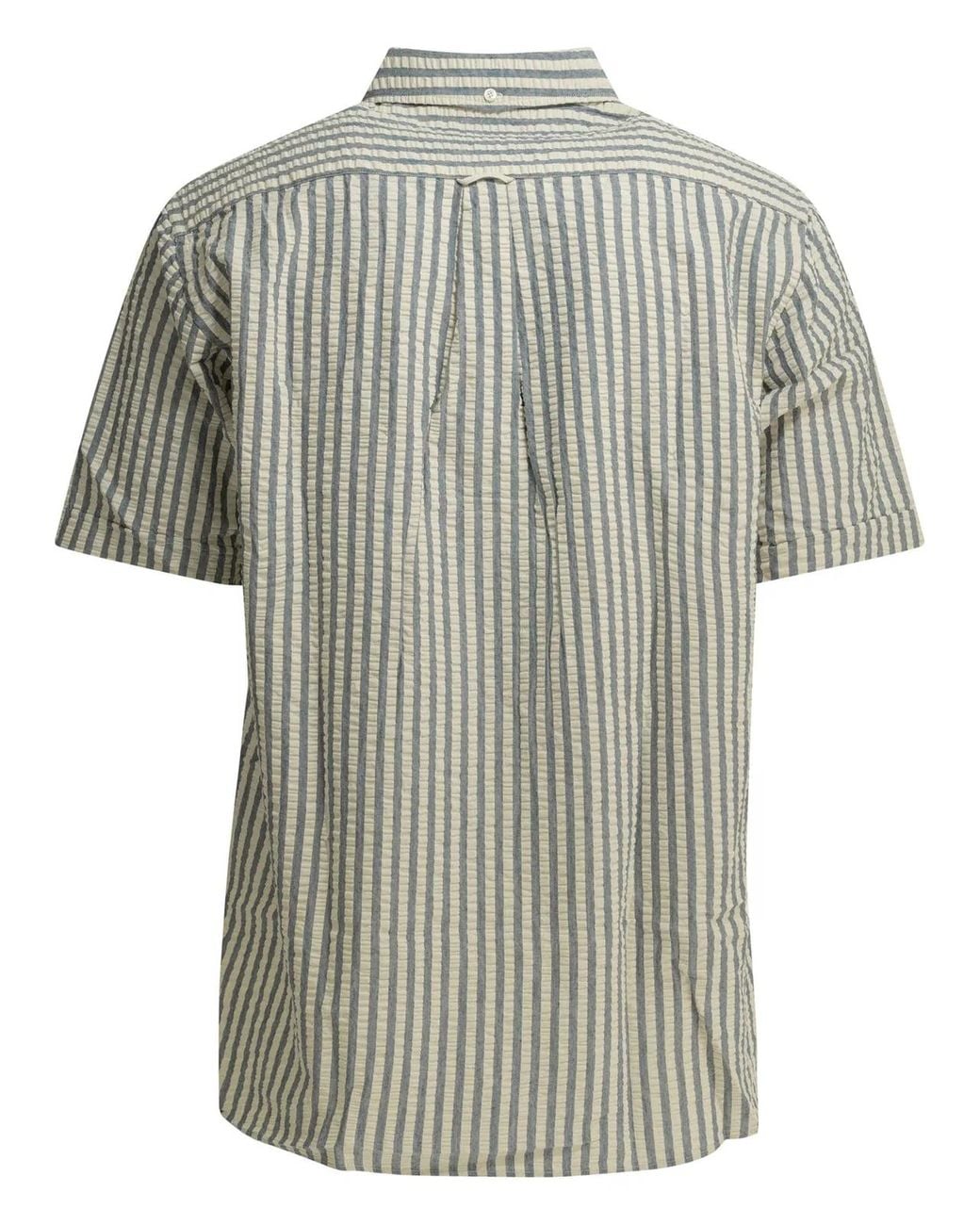 Beams Plus Gray Casual Cotton Seersucker Shirt for men