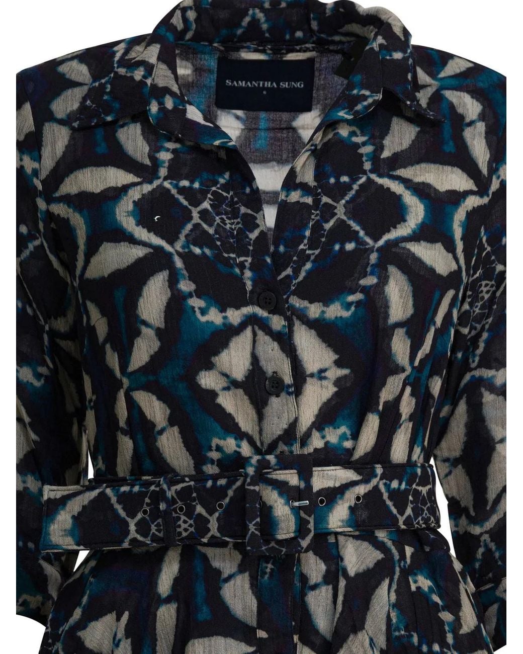 Samantha Sung Black Printed Wool Dress